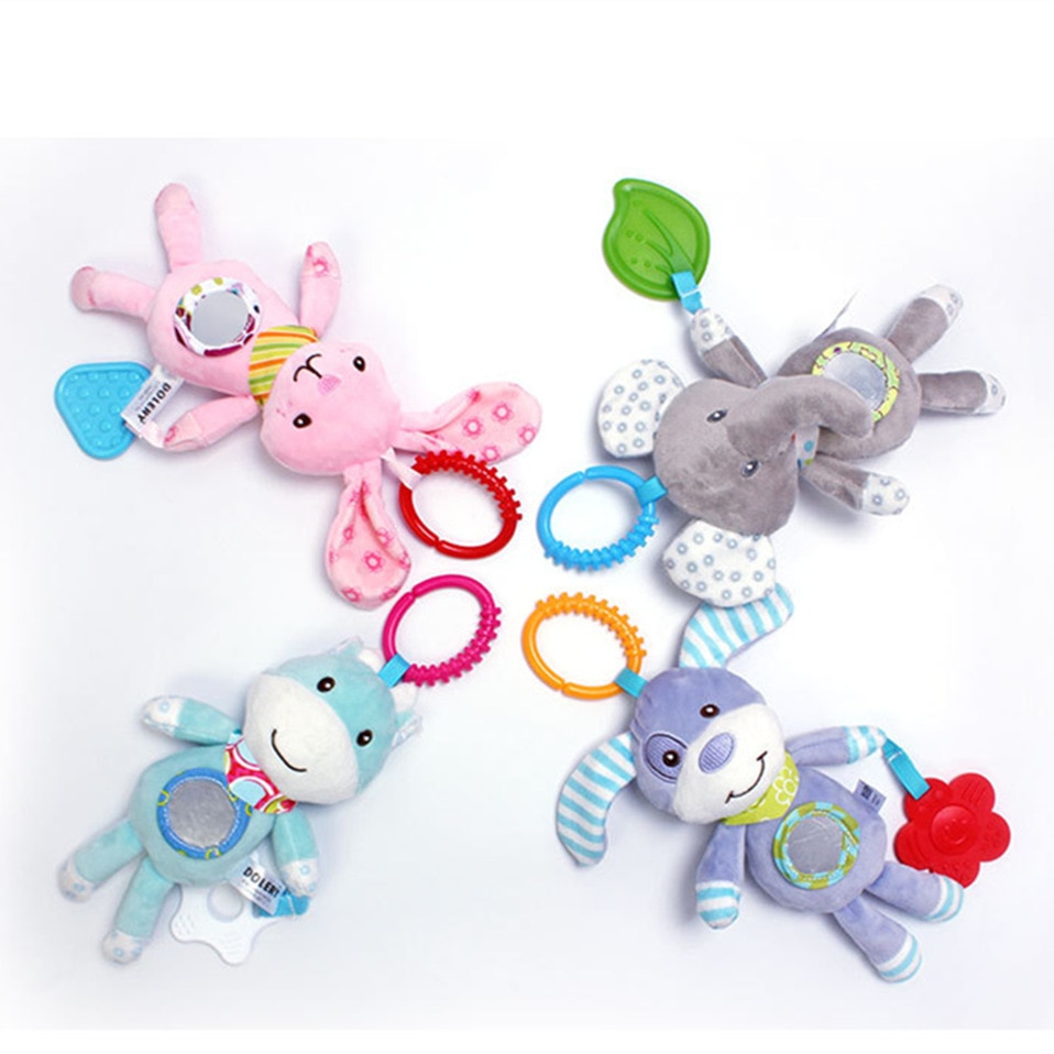 Baby Rattles Stroller Hanging Soft Toy mobile Bed Cute Animal Doll Elephant Rabbit Dog Baby Crib Hanging Bell Toys for 0-12month